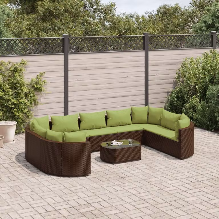 Maison Exclusive - Set Divani da Giardino 10pz con Cuscini in Polyrattan Marrone
