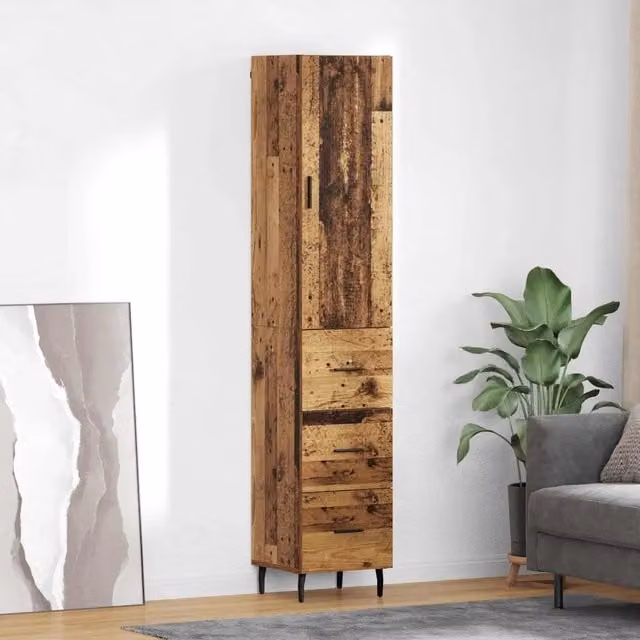 Credenza vidaXL in legno ingegnerizzato e metallo, colore marrone e nero, L/P/H: 34,5 x 34 x 180 cm