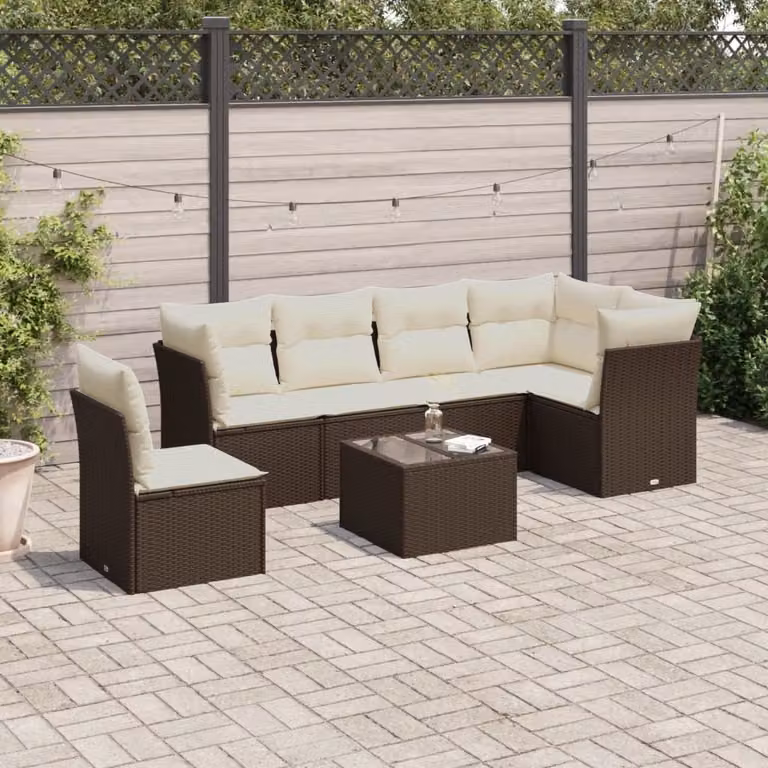Maison Exclusive - Set da giardino 7 pezzi con cuscini in polyrattan nero