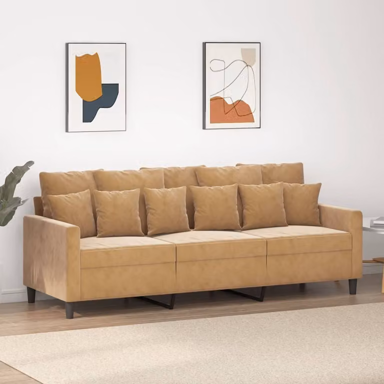Divano Maison Exclusive, 3 posti, color marrone, 180 cm, in velluto