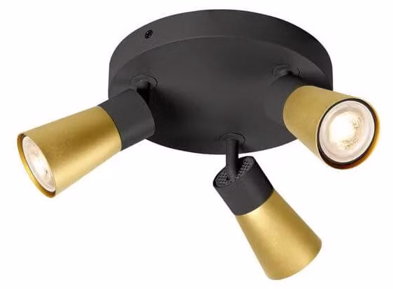 SLV PURI 2.0 Cono, plafoniera da parete e soffitto, rotonda, 3 x max. 6W GU10, nero / oro 1008337