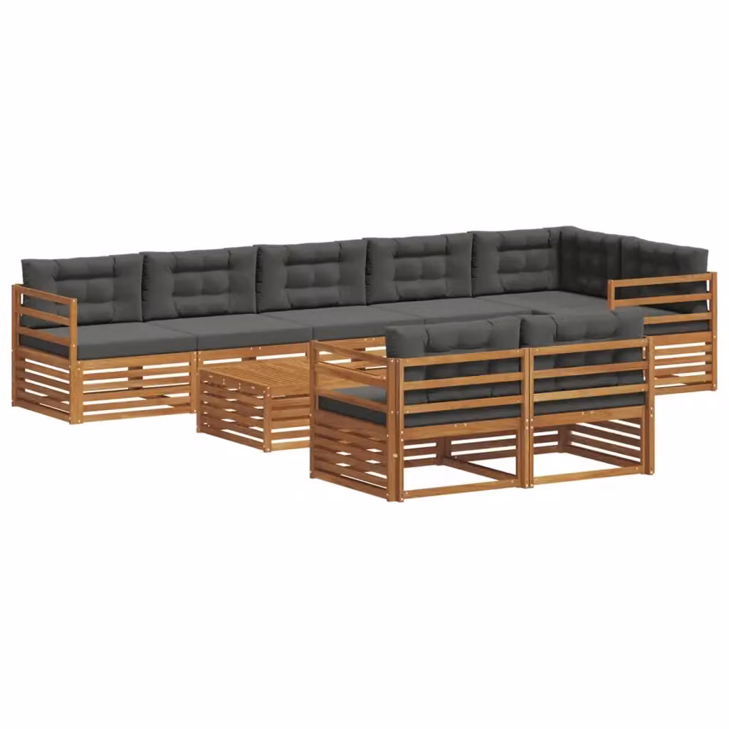 Set di divani da esterno vidaXL in legno di acacia, 9 pezzi, colore beige e antracite – 2