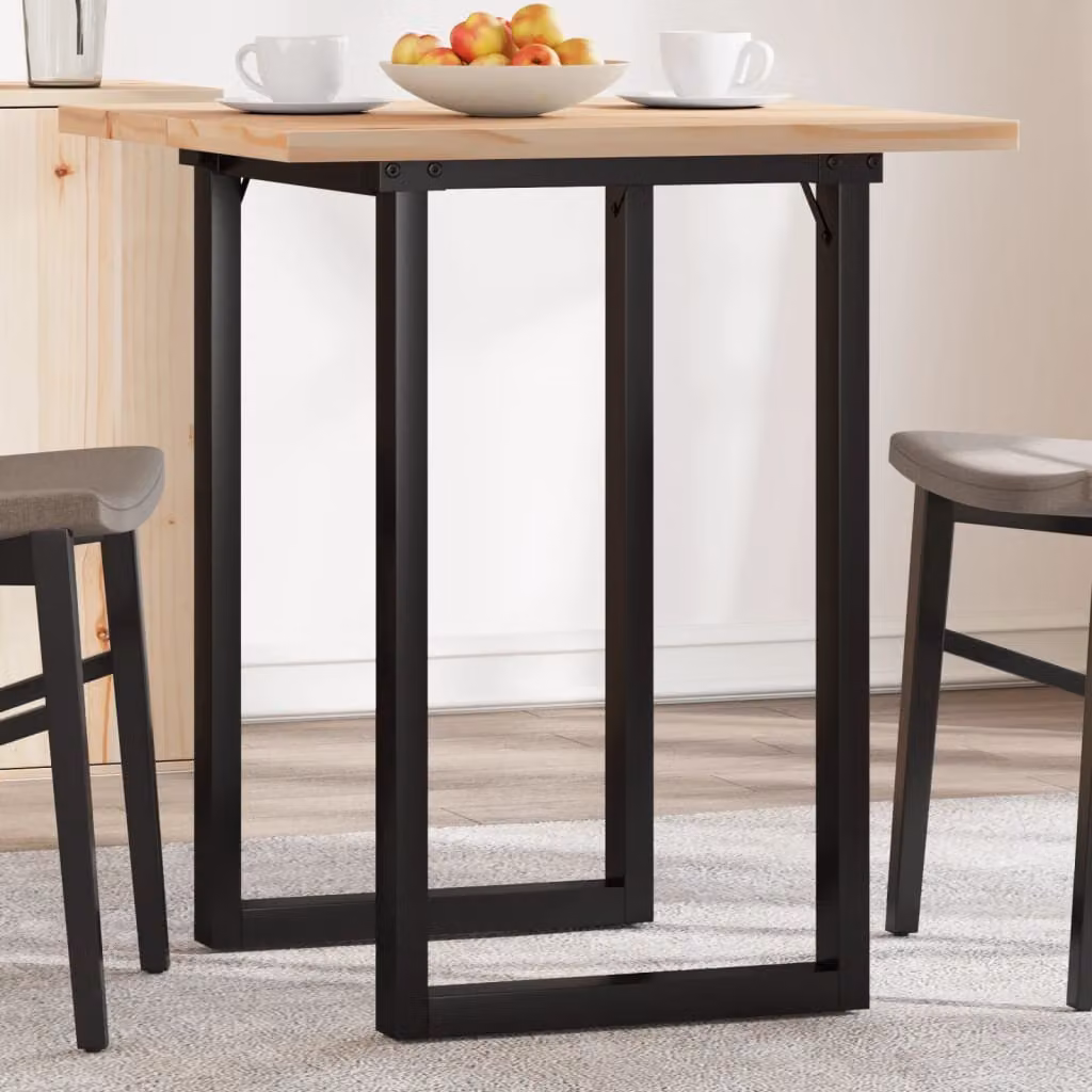 vidaXL Tavolo da Pranzo Quadrato in Legno di Pino e Acciaio, Stile Rustico, Marrone, L/P/H: 70 x 70 x 75,5 cm