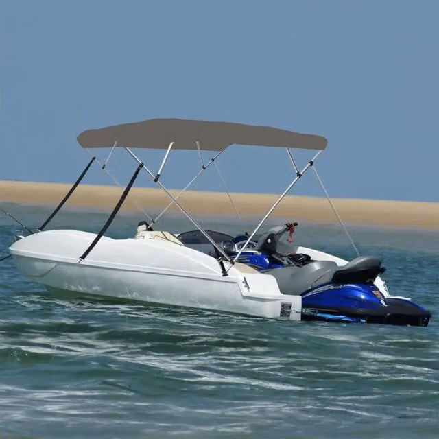 Bimini di Prua con Tendalino 4 Archi-Tenda da Sole per Bimini di Prua Grigio 243x180x137 cm