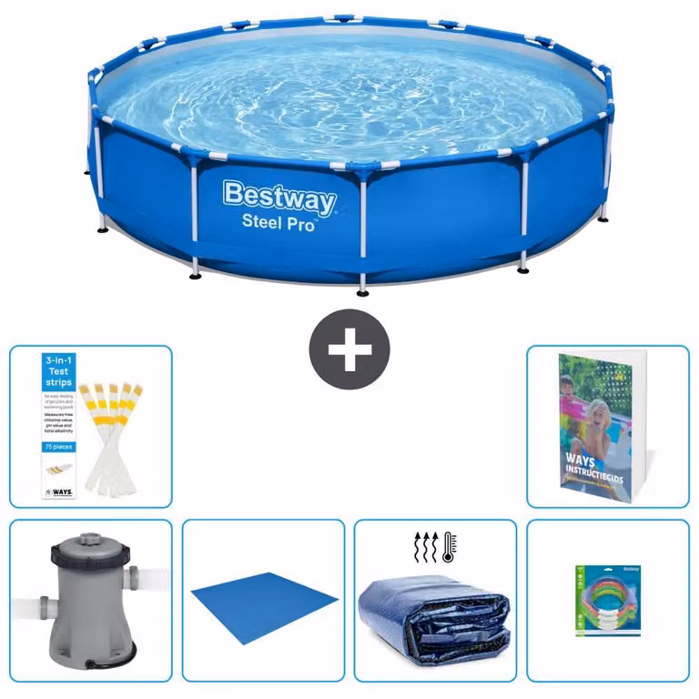 Bestway Steel Pro, piscina in acciaio, rotonda - 366x76 cm - composta da 5 parti, modello S220