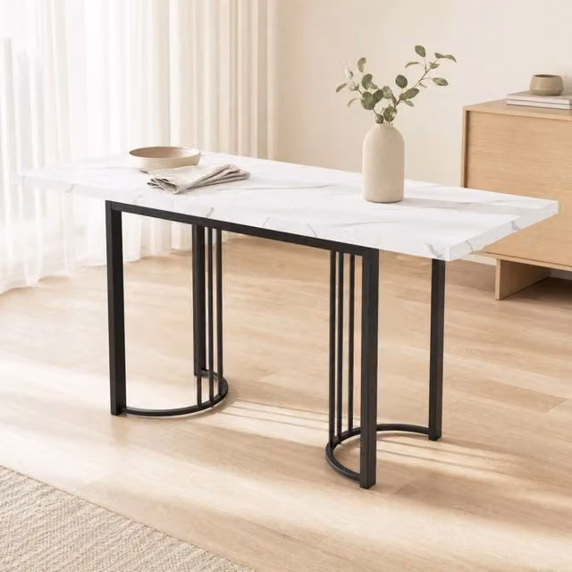 Tavolo da pranzo allungabile 140-179;5x80x75;5 cm in MDF e metallo bianco e nero