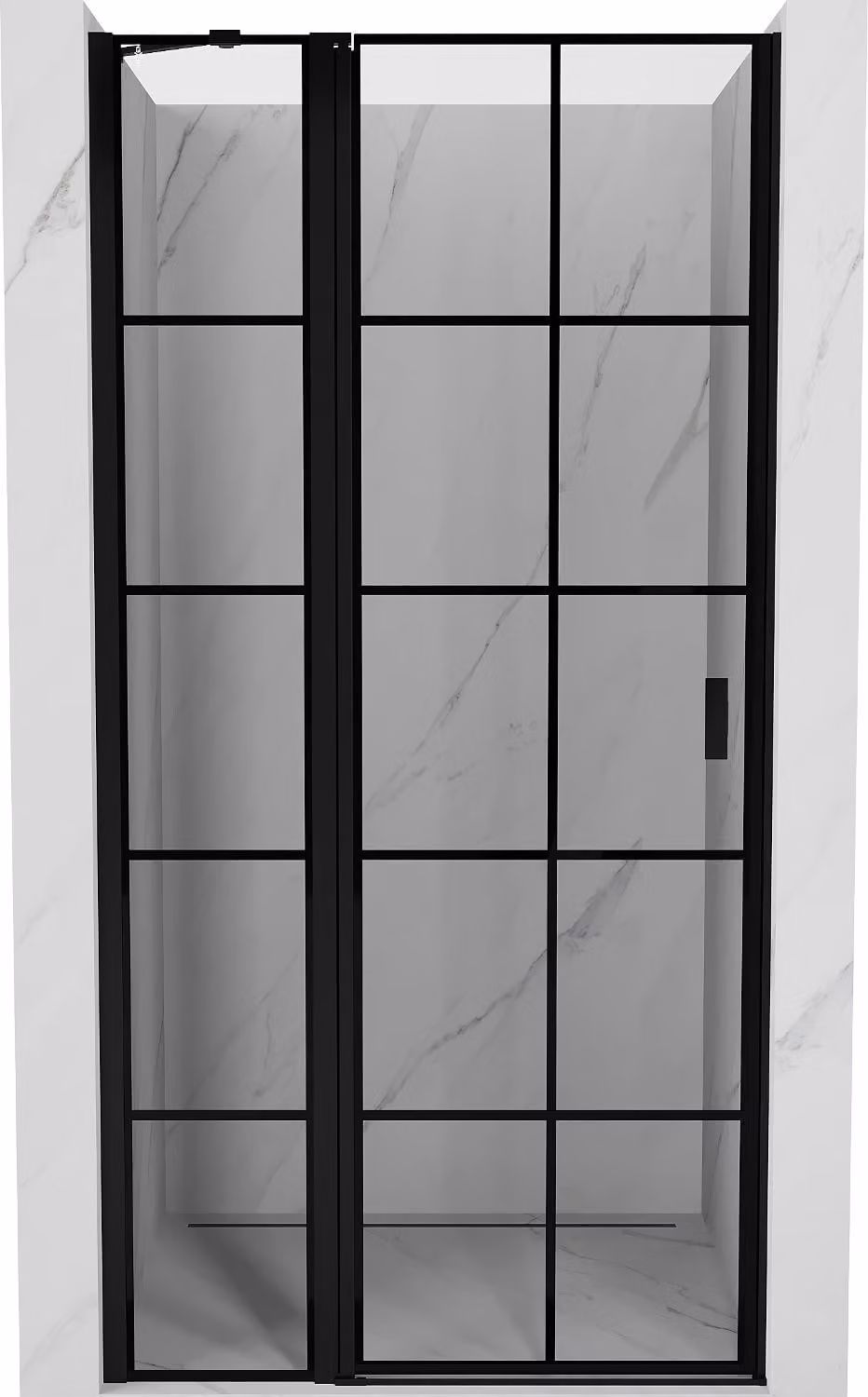 Mexen Mist porta doccia a battente sinistra 115 cm, griglia nera, nero - 8A4-115-000-70-77-L
