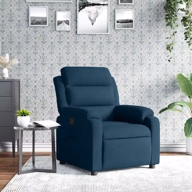 Poltrona Reclinabile Relax in Velluto Blu vidaXL – 1