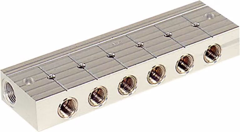 Guida manifold Riegler, 8 valvole a sfera integrate, alluminio pressofuso, G 3/8