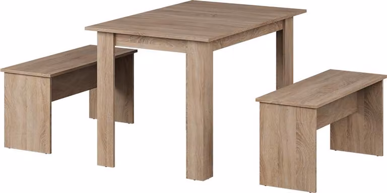 Set di tavoli da pranzo Vicco Sentio Sonoma 112 x 73.6 cm con 2 panche, Model 37269