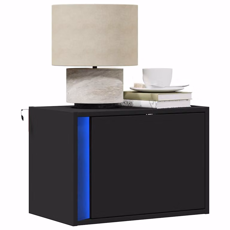 Comodino da parete moderno vidaXL con luci LED integrate, nero opaco