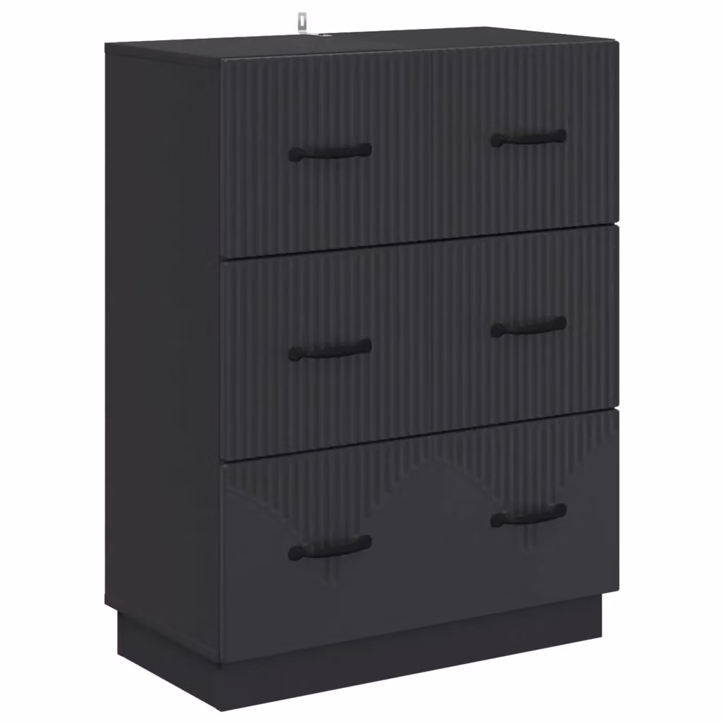 Mobile con Cassetti vidaXL Nero in MDF per Soggiorno o Camera da Letto L: 66 cm, P: 34,5 cm, H: 87 cm – 2