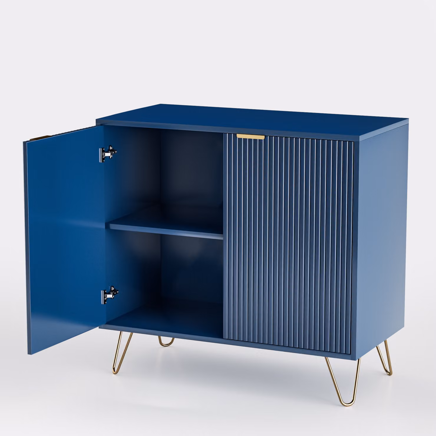CDGlobal credenza con gambe in metallo e ampio spazio di archiviazione, cassettiera con portabottiglie, credenza bassa per soggiorno 80x40x78cm