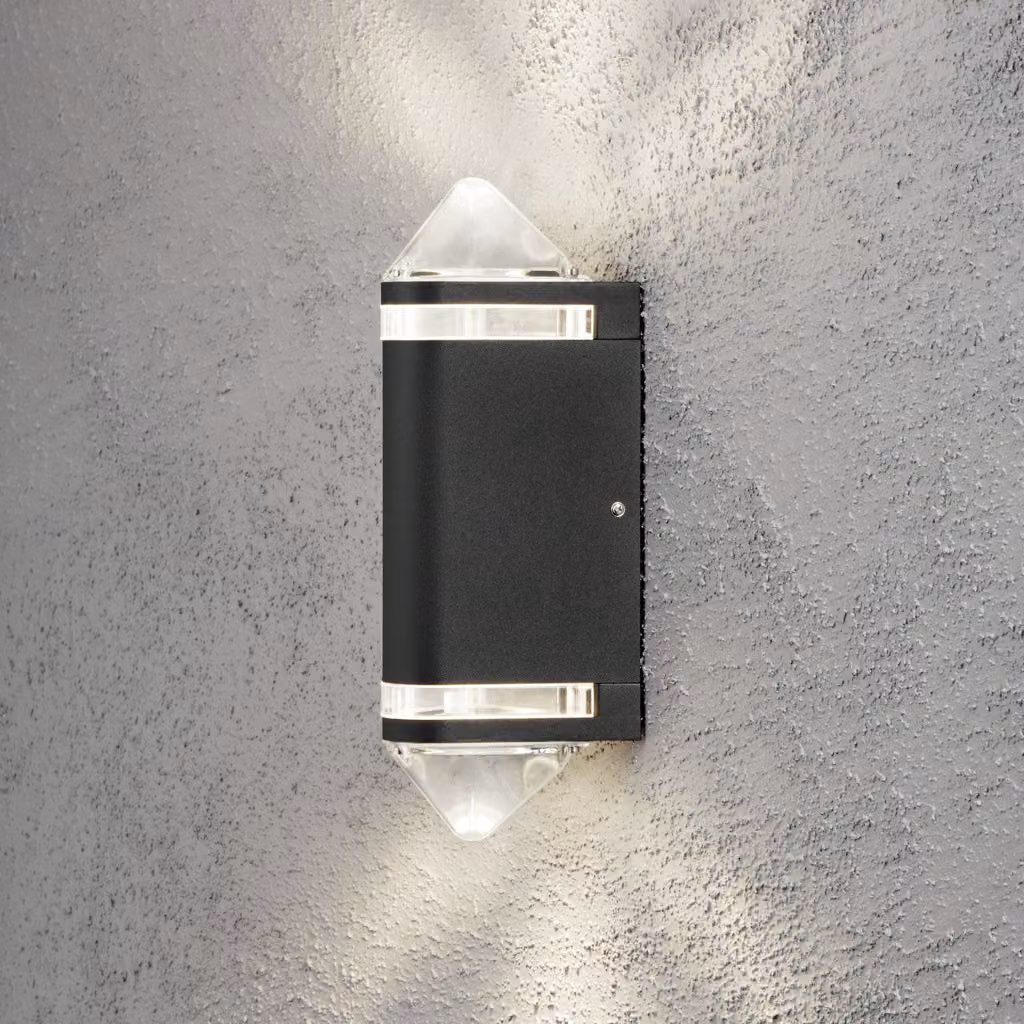 Konstsmide Modena Lalu Wall Up & Down alluminio laccato nero, vetro acrilico opale 7522-750