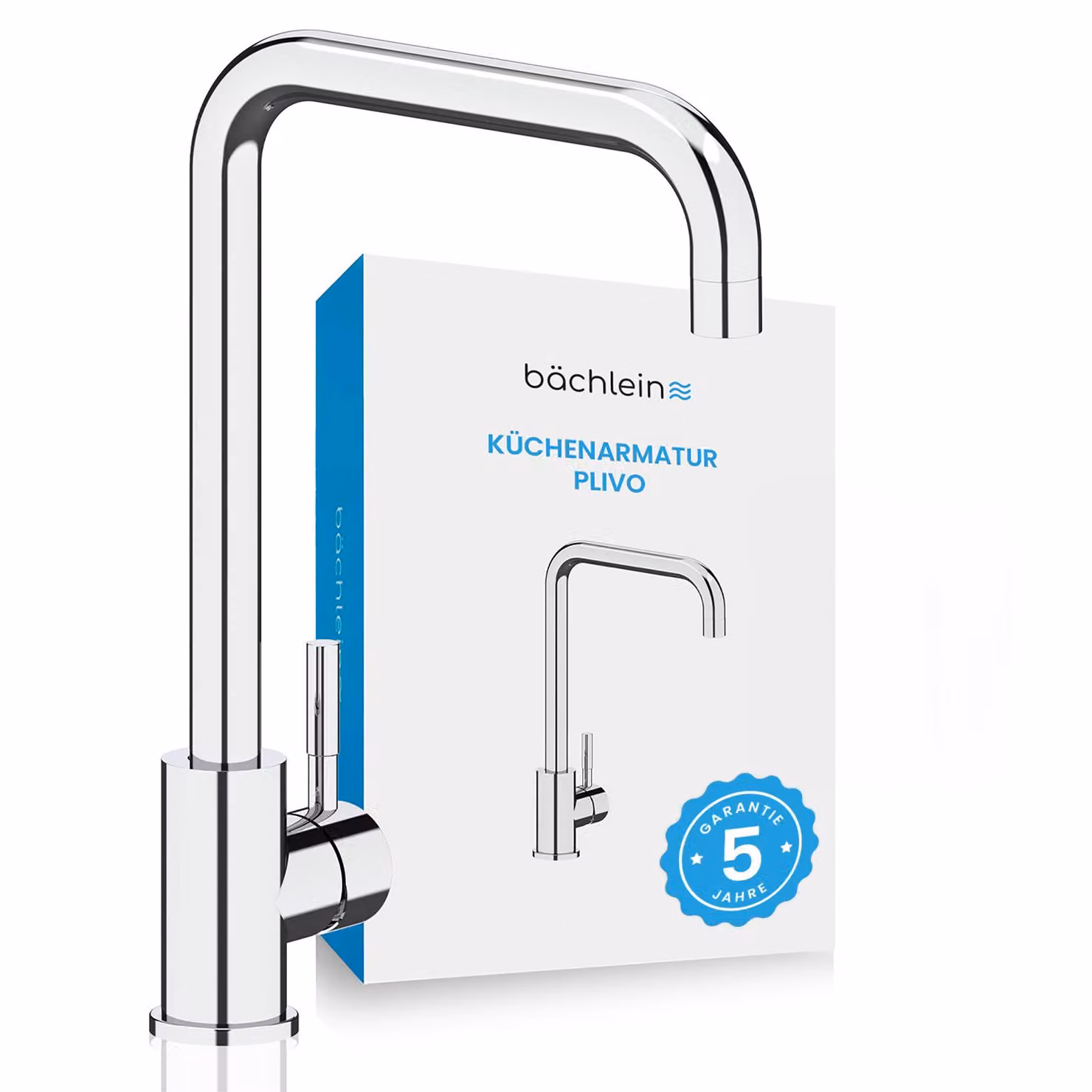Rubinetto da cucina Bächlein girevole a 360° - in cromo - miscelatore monocomando per lavello con bocca girevole a 360°, rubinetto da cucina