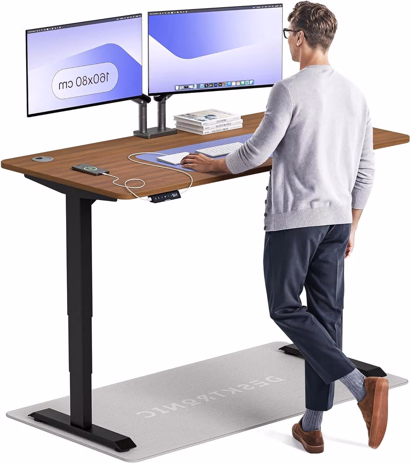 Scrivania elettrica Zit-sta, dimensioni 160x80 cm, con doppio motore, memoria di posizione, porte USB e canalina per cavi
