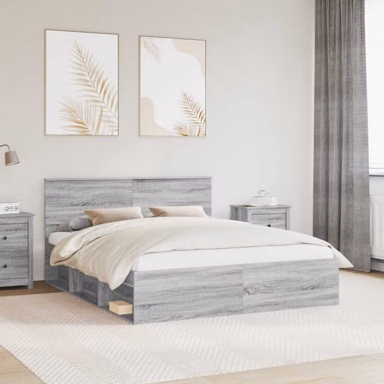 Struttura del letto vidaXL in pino massello grigio L/P/H: 200 x 160 x 90 cm
