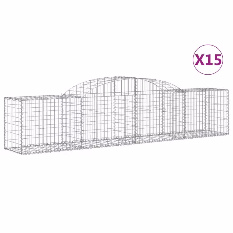 Cesti Gabbioni ad Arco 15 pz 300x50x60/80 cm Ferro Zincato