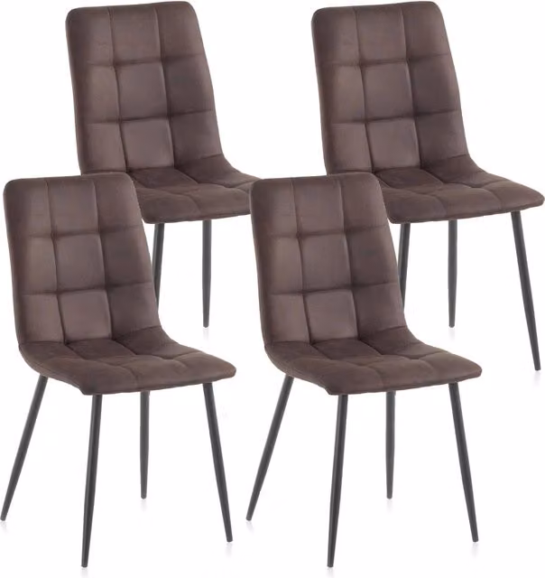 Set 4 Sedie 42,5x52,5x87,5 cm in Similpelle Marrone Scuro