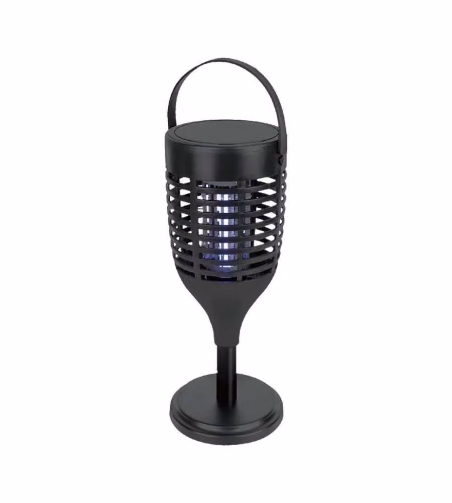 V-TAC Zanzariera Elettrica Ricaricabile Nero 3in1 con Pannello Solare