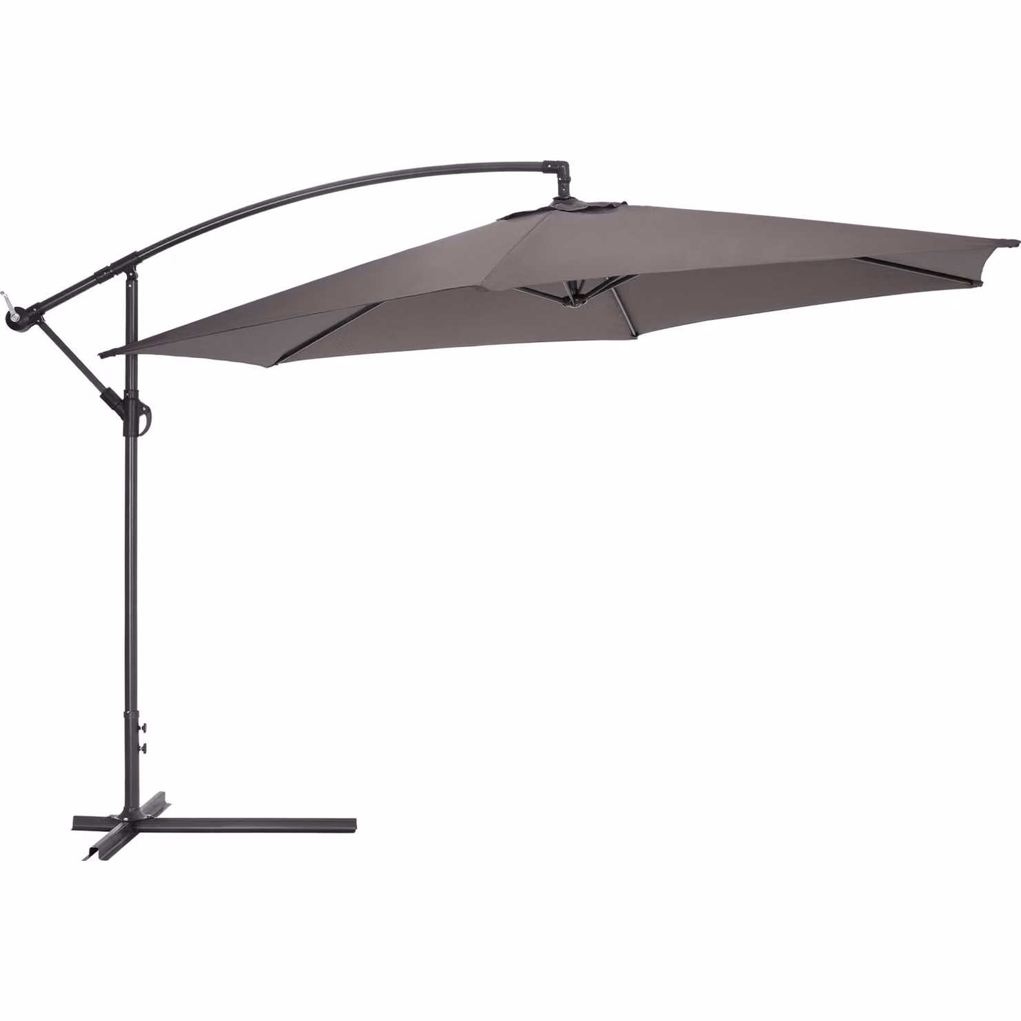 Ombrellone a braccio laterale TecTake GmbH in poliestere grigio, Diametro: 350 cm, Altezza: 260 cm – 3