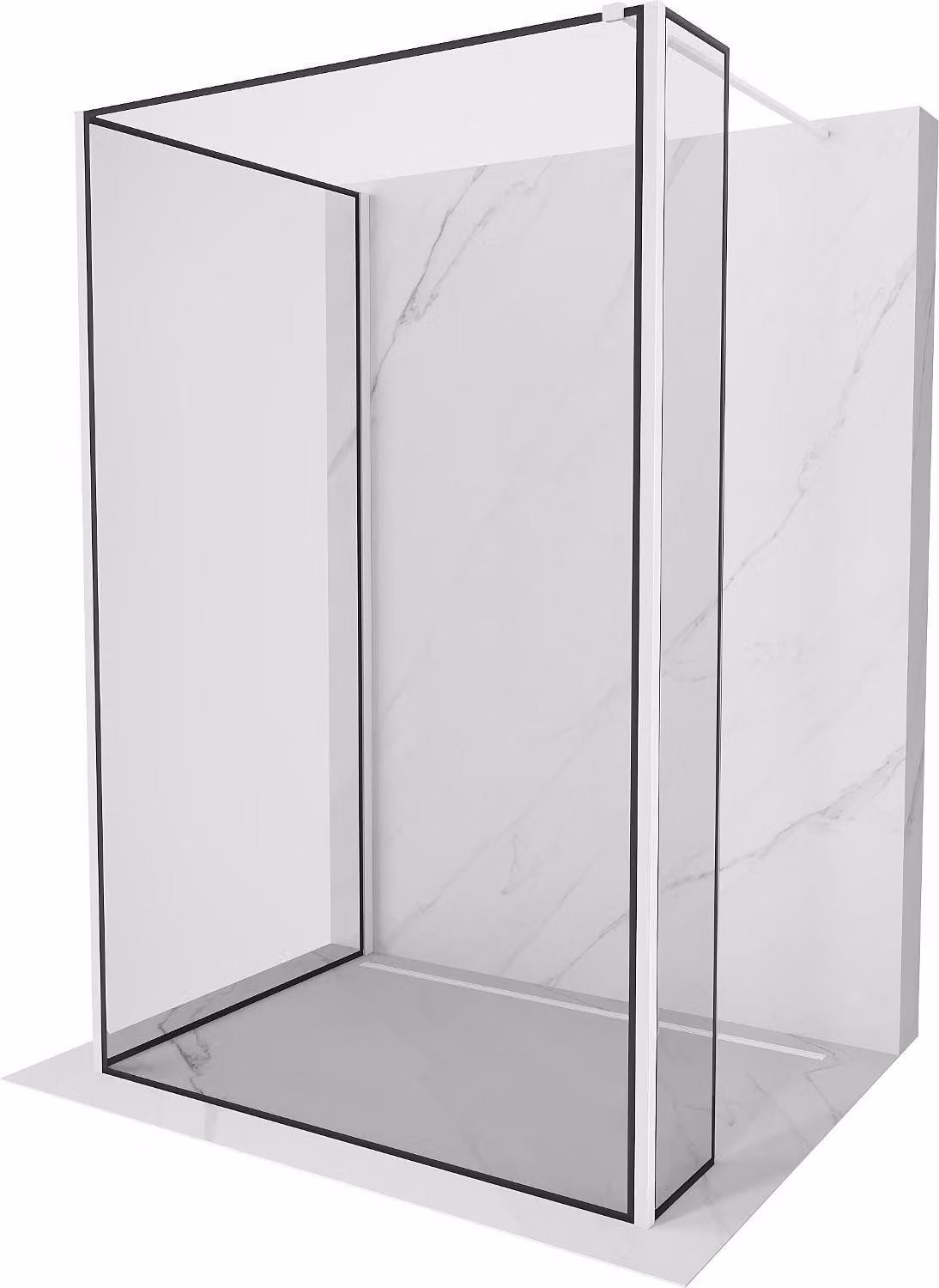 Mexen Kioto parete doccia Walk-in 110 x 90 x 40 cm, cornice nera, bianca - 800-110-090-221-20-70-040