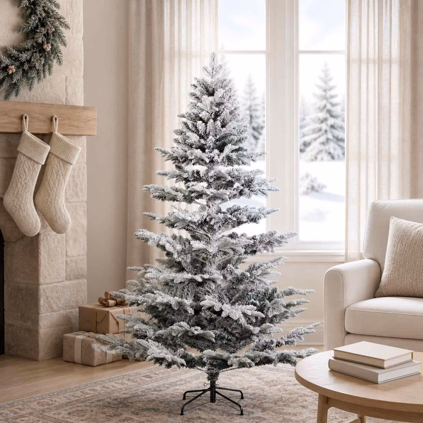 Albero di Natale artificiale pieghevole, altezza 150 cm, realizzato in PE e PVC