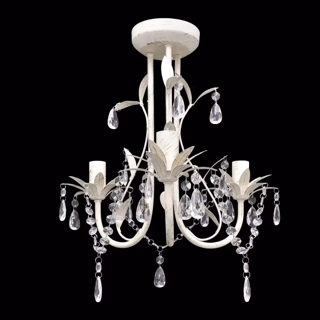 Lampadario a sospensione vidaXL in metallo e plastica con pendenti in cristallo bianco per soggiorno e sala da pranzo – 2