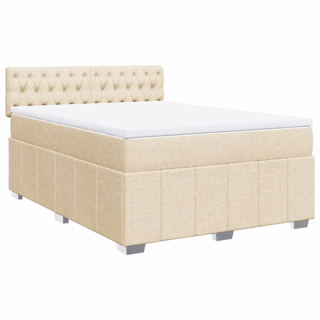 Giroletto a Molle con Materasso Crema 140x19 cm in Tessuto