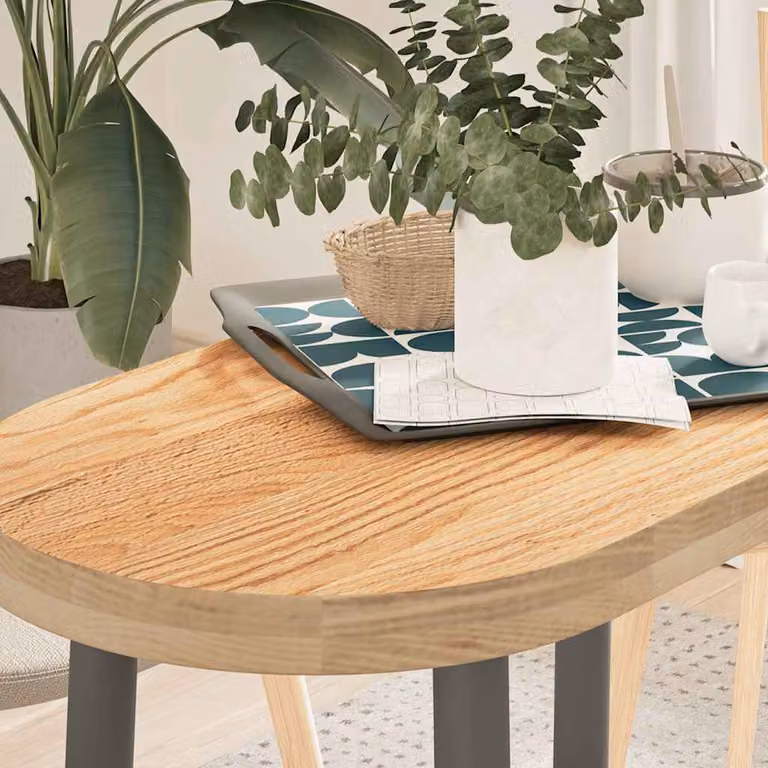 Piano per tavolo ovale in rovere massello vidaXL, colore marrone, L: 80 cm, P: 40 cm, H: 4 cm