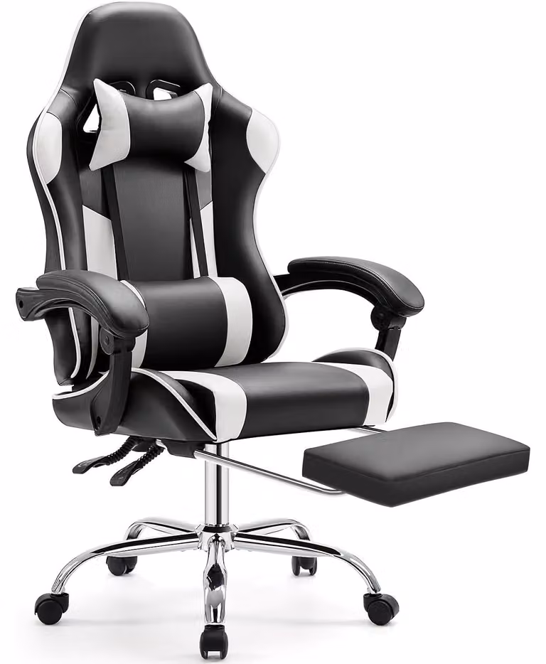 Sedia ergonomica da gaming - Sedia da ufficio - Sedia per computer - Nera - Sedia da gaming - Altezza regolabile