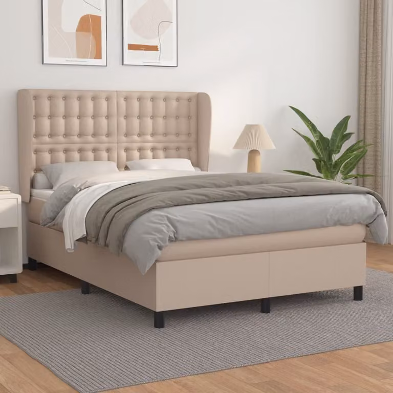 Maison Exclusive - Giroletto a Molle con Materasso Cappuccino 140x190cm Pelle finta