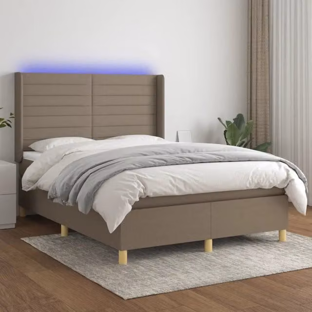 Letto Ibrido con Materasso e Illuminazione LED vidaXL in Tessuto Beige e Bianco L/P/H: 140 x 200 x 147 cm – 1