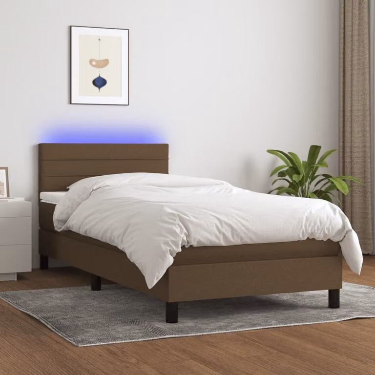 Maison Exclusive - Letto a Molle Materasso e LED Marrone Scuro 80x200cm in Tessuto