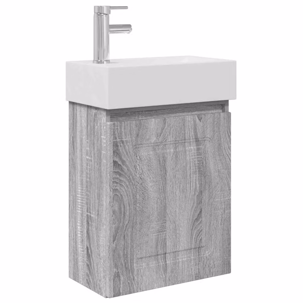 Mobile bagno moderno vidaXL Sonoma grigio e bianco, sospeso, L: 45,5 cm, P: 22,5 cm, H: 84 cm – 2