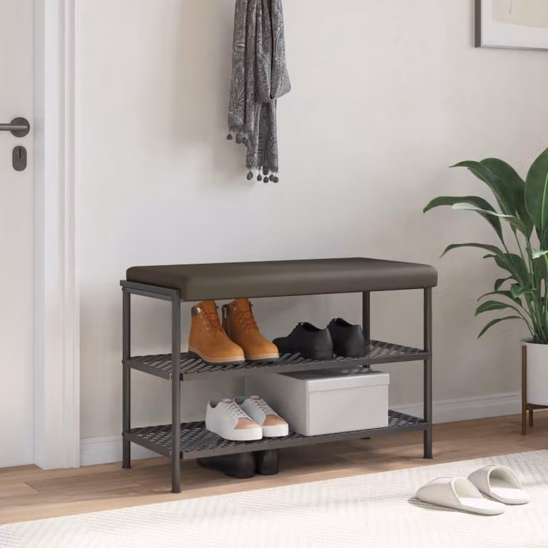 Cuscino per panchina vidaXL in similpelle grigio con base antiscivolo e imbottitura in schiuma, 80 x 80 x 3,5 cm