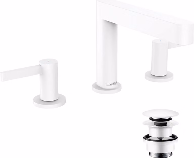 hansgrohe Finoris robinetterie de lavabo 3 trous 110 avec vidage Push-Open, portée 169mm, 76033700, 76033700