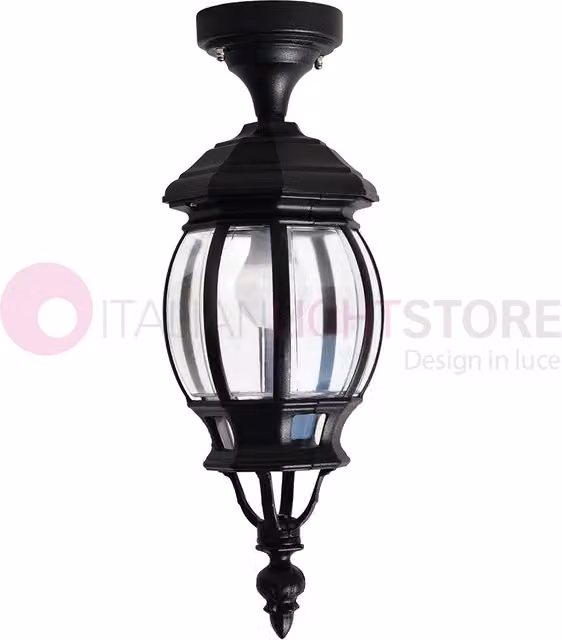ENEA Plafoniera a Soffitto in Alluminio Lampada per Esterno Classica NERO