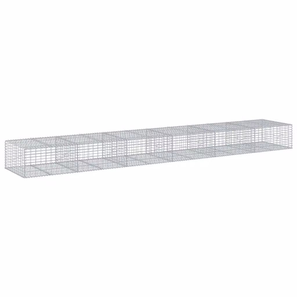 vidaXL Cesto Gabbione con Copertura in Ferro Zincato Grigio L: 600 cm, P: 100 cm, H: 50 cm – 2
