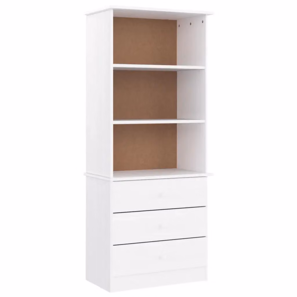 Libreria con Cassetti vidaXL in Legno di Pino Massello Bianca Stile Rustico L: 60 cm, P: 35 cm, H: 142 cm – 2