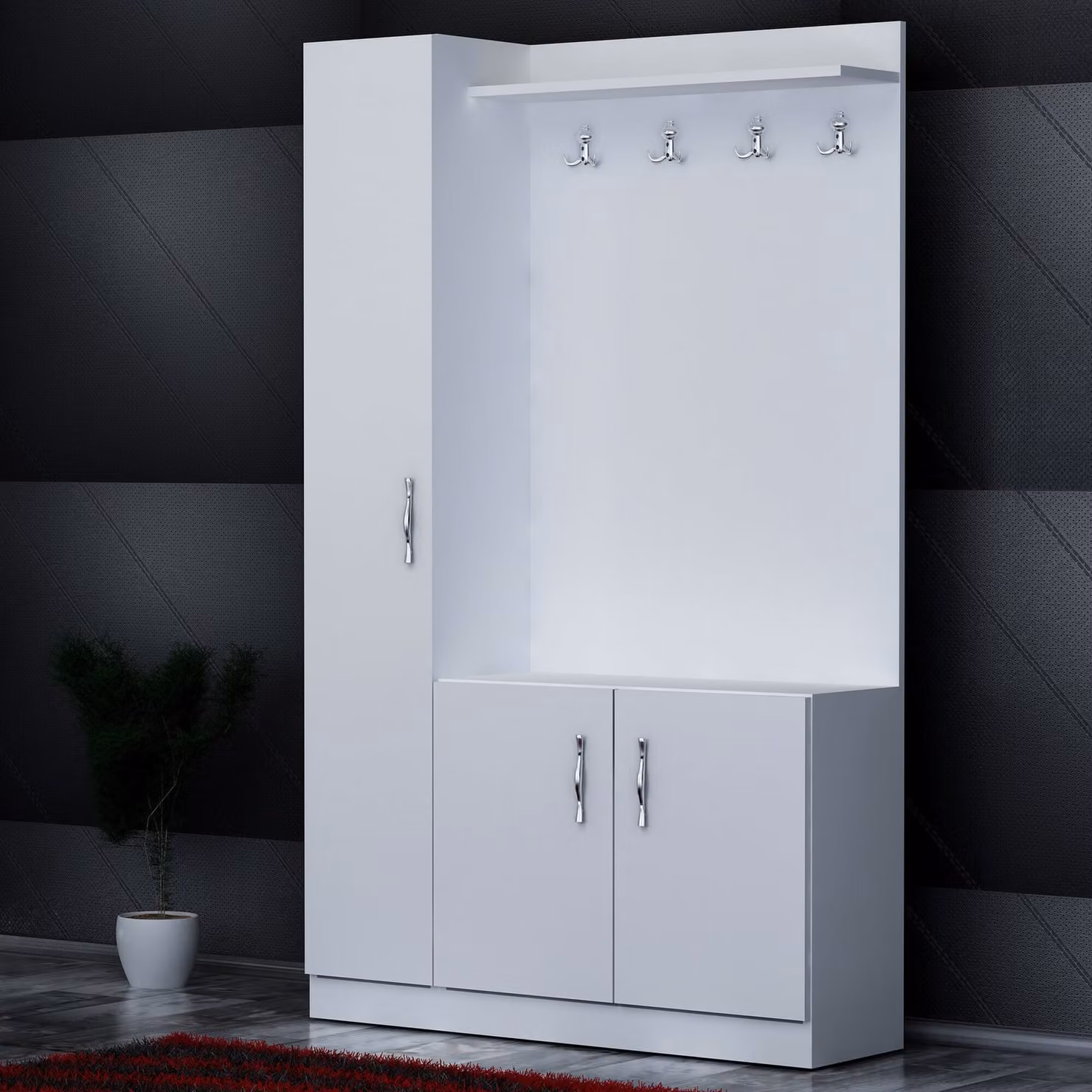 Skye Decor, Naturel - Bianco, Armadi, Appendiabiti da ingresso, Bianco, 110 x 180 x 31,8 cm
