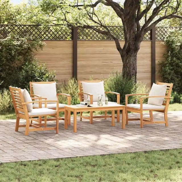 Set Divano da Giardino 5 pz Naturale Legno di teak solido 3356862