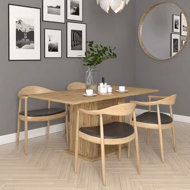 Litenane, Tavolo Fisso 6 Posti, 120x80x74h cm Marrone Rovere Nodi