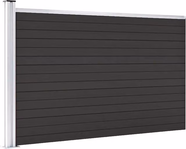 Pannello di recinzione in WPC vidaXL Nero L: 175 cm, H: 105 cm