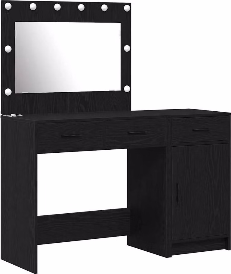 Tavolo da Trucco con cassetto 2 pcs Nero Legno multistrato