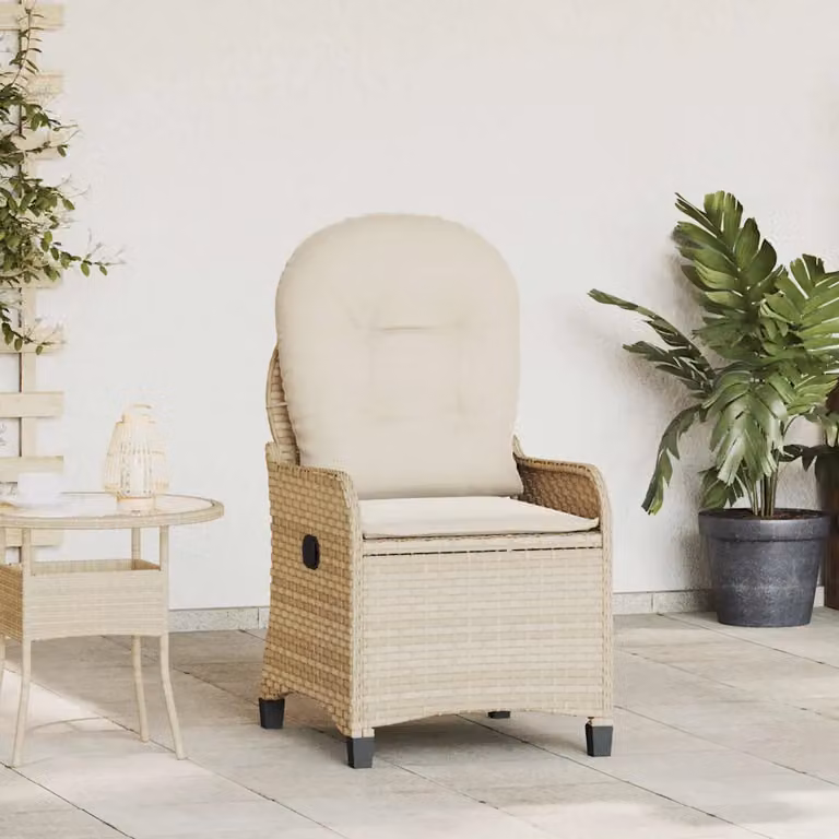 Poltrona reclinabile vidaXL in rattan beige per giardino e terrazza