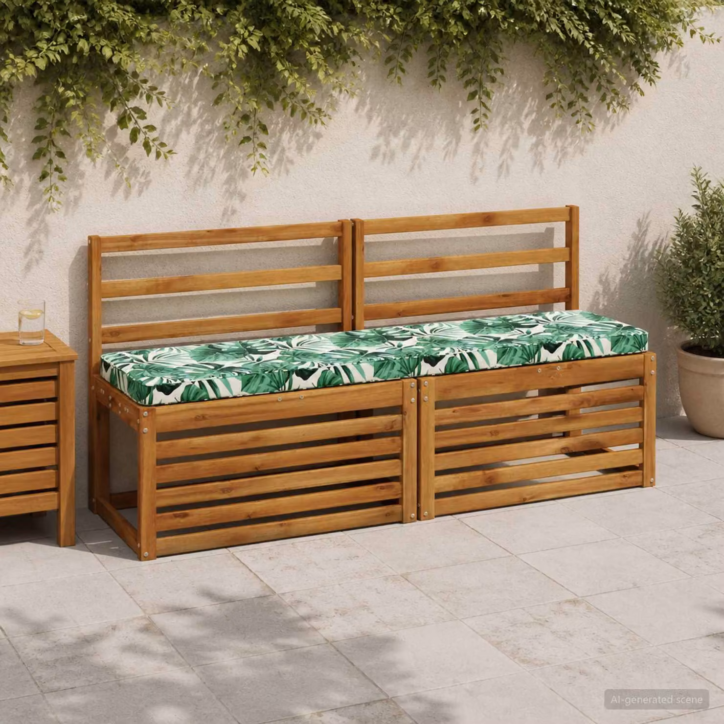 Set di 2 cuscini per panchina vidaXL VUGHT verdi in poliestere con rivestimento rimovibile e resistente ai raggi UV