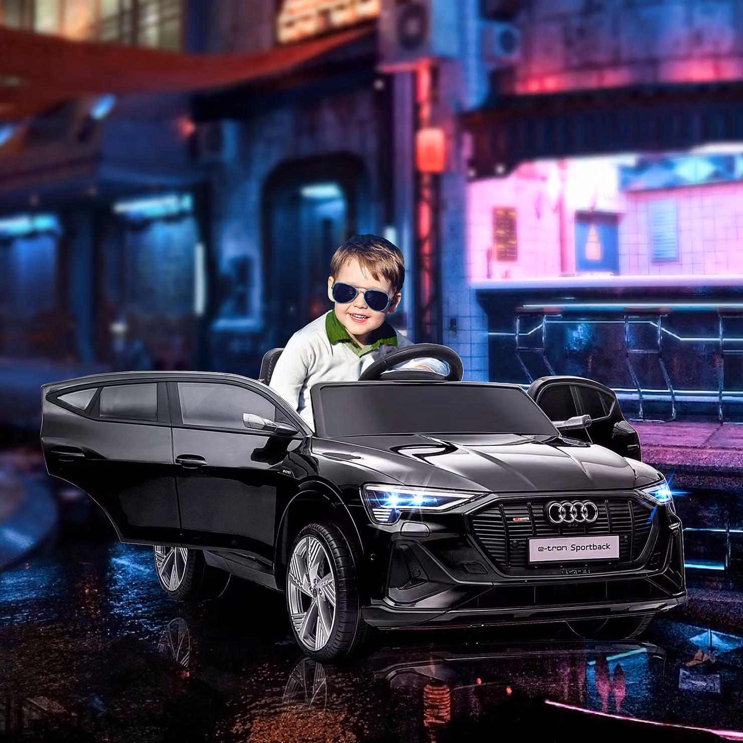 Macchina Elettrica HOMCOM per Bambini 12V con Telecomcomando, Luci e Musica, Colore Nero – 2