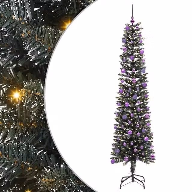 Albero di Natale artificiale moderno verde con 300 LED luce bianca calda, Altezza: 210 cm