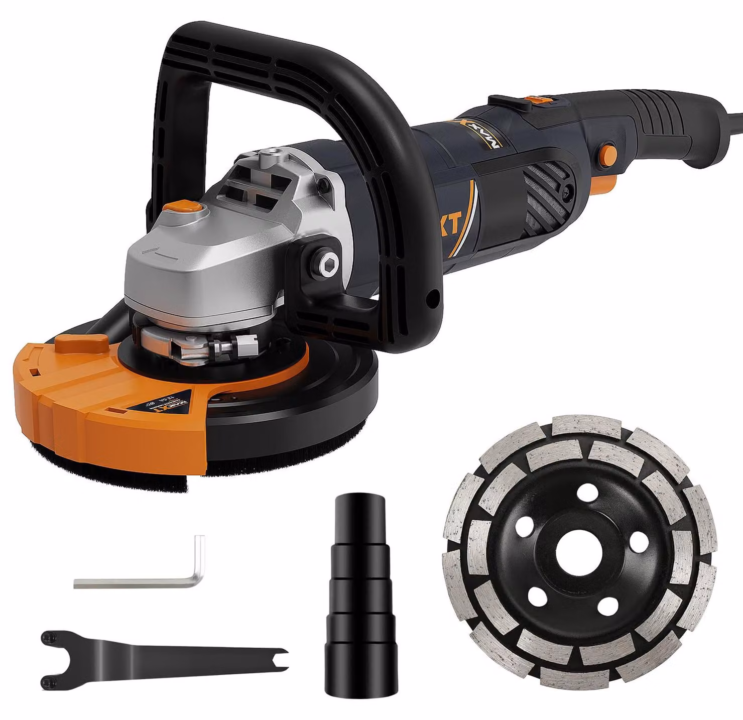 Set per levigatura del cemento - Potenza: 1500 W - Dischi diamantati da 125 mm - Adatto per cemento e pietra
